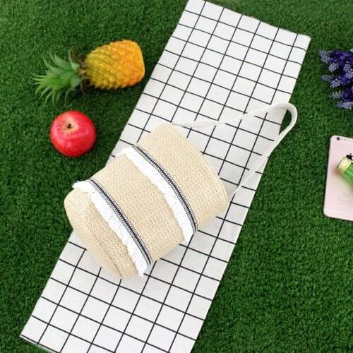 New Fashion Lace Fringed Womens Shoulder Bag Bohemian Summer Straw Beach Bag Designer Woven Bucket Female Handbag Shopper Purse