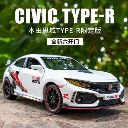 1:32 New Civic TYPE R Mugen RR Alloy Car Model Collection Decoration Racing Model Light Toy Car For Boy Toy Gifts For Childs