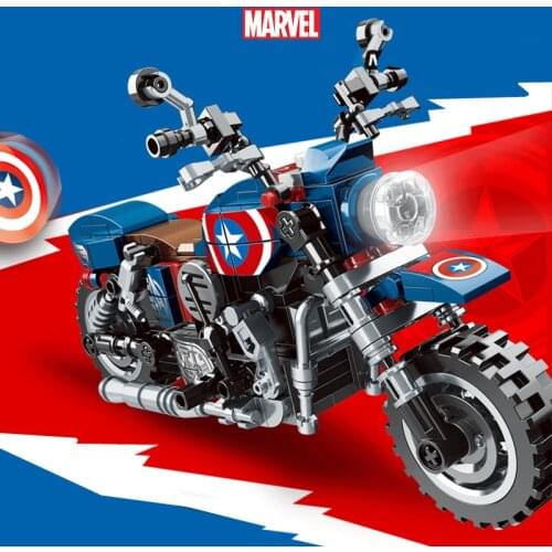 New Marvel Avengers Black Widow Captain America Iron Man Motorcycle Building Blocks Hero Toys Kid Gifts Creative Boy