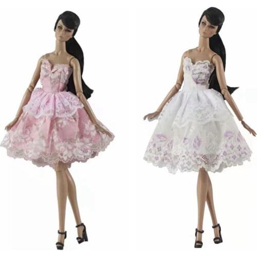 1/6 BJD Doll Dress Lace Floral Princess Tutu Dresses For Barbie Clothes Party Gown Ballet Vestido Accessories 30cm Doll Clothes