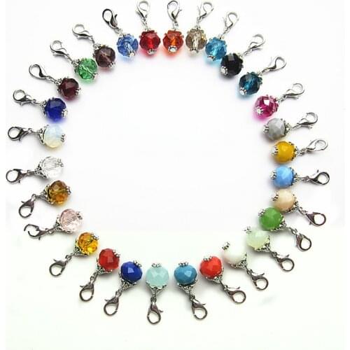 150pcs/lot Mix 30 color birthstone crystal dangle charms lobster clasp charm diy bracelet jewelry accessory pendants charm