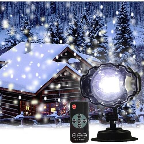 Snowfall Christmas Projector Lights With Remote Outdoor Rotating Snowflake Landscape Spotlight for Holiday Party New Year Decor