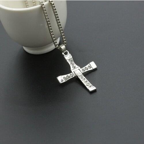 RONGQING Fashion New Rhinestone Cross Pendant Necklace for Men Protection Necklace Religion