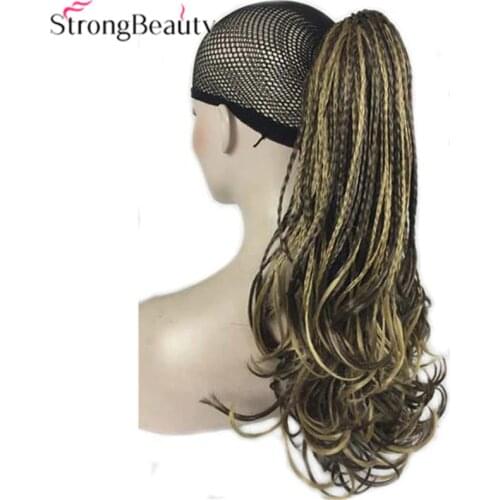 StrongBeauty Synthetic Wavy Hair Braid Drawstring Ponytail Clip in/on Hair Extensions Hairpieces 15Colors
