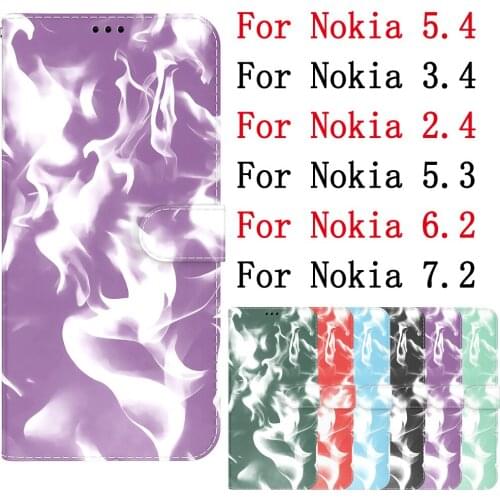 Sunjolly For Nokia 5.4 3.4 2.4 5.3 6.2 7.2 Case Cover coque Leather Flip Card Wallet Stand