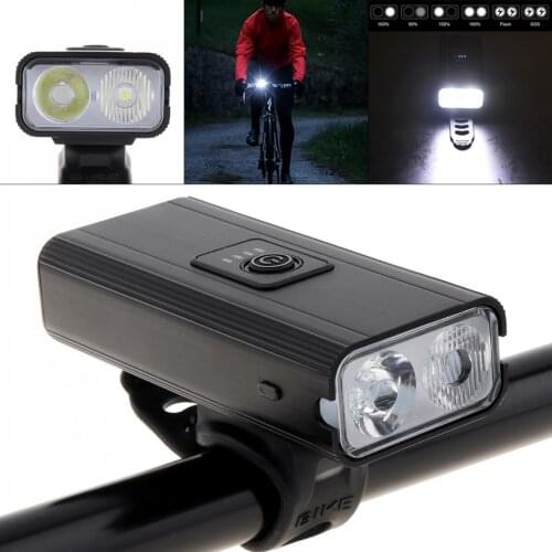 Waterproof 1200LM 2 XML-T6 LED Bicycle USB Rechargeable Mountain Bike Headlight with 6 Modes and Power Display