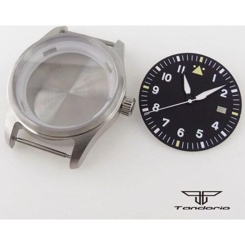 Fit NH35A NH36A Brushed 39MM Brushed 200 Waterproof Diving Watch Case Luminous Black Dial Hand Set