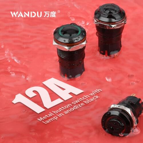 WD 12mm Ring light Flat Head IP67 Metal Push Button Switch