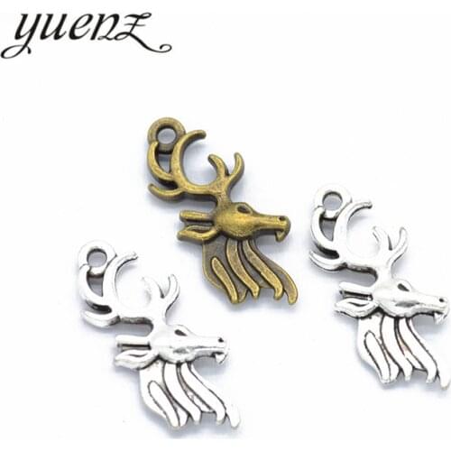 YuenZ 15 pcs Antique Deer Head Charm Pendant Bracelets Necklace Jewelry Findings Accessories Making Craft DIY 27*12mm D9260