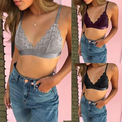 L#Women Crop Top Lace Bra Women Nylon Push Up Bra Panties Sexy Underwear Women Gym Push Up Shockproof Running Sports Bra Top
