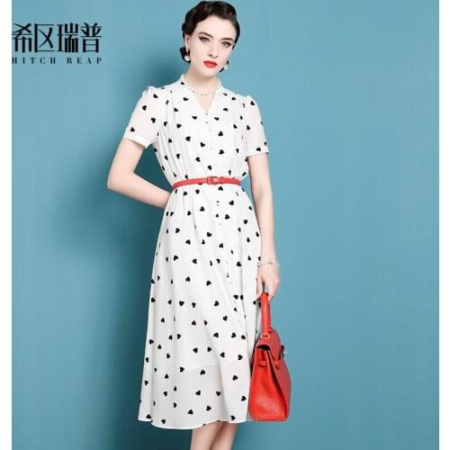 High End Chiffon Dress WomenS 2021 Summer New Fashion Print French Retro Skirt