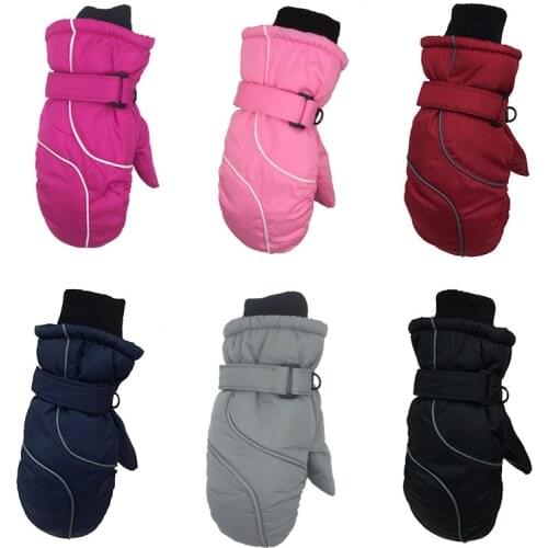 1Pair Boys Girls 5 Colors Children Thickened Warm Splicing Ski Gloves Winter Waterproof Windproof Outdoor Children Ski Gloves