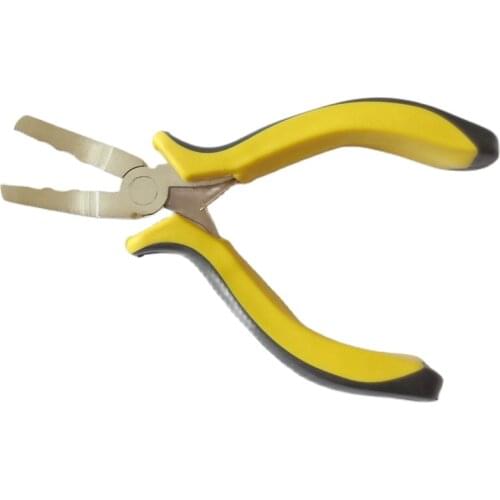 1 pc 5 inch Yellow Bent Nose Plier with jaw Hair clamp for micro ring hair extension
