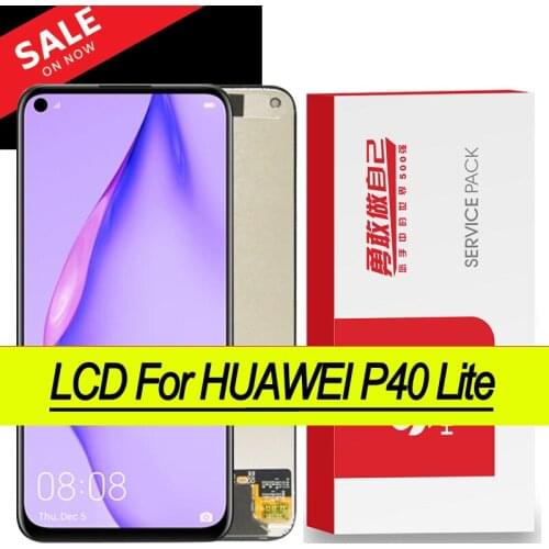 100% Original 6.4'' IPS Display with Frame for Huawei P40 Lite Nova 6 SE LCD Touch Screen Digitizer Repair Parts + Service Pack