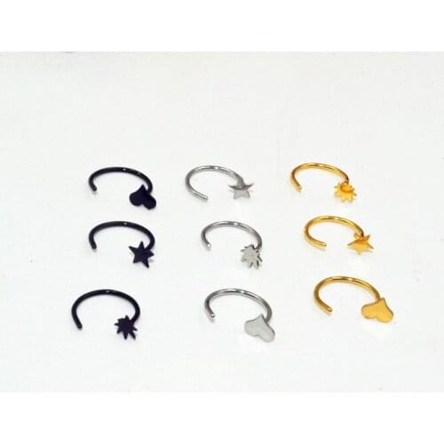 100pcs Free Shipping Stainless Steel Logos Punk Open Hoop Punk Nose Ring Earring NEW