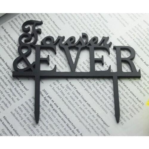 100pcs/lot Creative " forever " English letters Acrylic wedding cake inserted card Wedding Cake Topper Party Cake Decorations