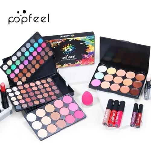 17Pcs Makeup Set Eyeshadow Palette Ligstick Lip Gloss Eyeliner Mascara Foundation Powder Long Lasting Waterproof Eyebrow Kits