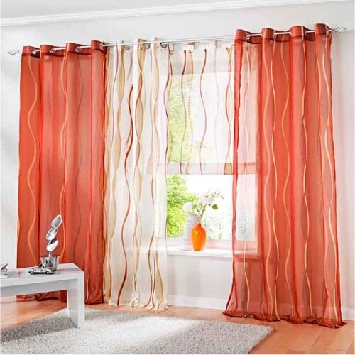 2/sets Fashion Design Printed Wavy Striped Curtain Fabrics Digital printed process curtains for living room Decoration