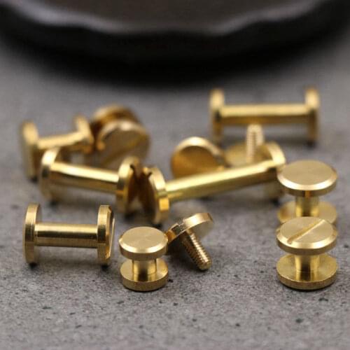 20pcs 8mm Flat Cap Solid Brass Binding Chicago Screws Nail Stud Rivets Photo Album Leather Craft Studs Belt Wallet Fasteners