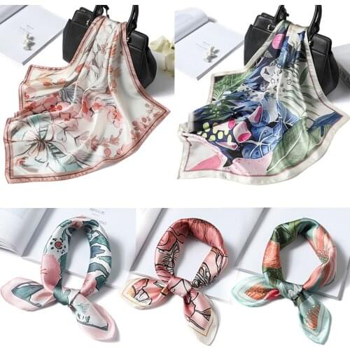 2020 Fashion Silk Hair Scarf Headband Small Square Neck Scarves Foulard Bandana Lady Shawls Head Kerchief Wraps