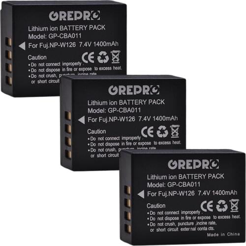 3pcs 1600mAh NP-W126 NP W126 Battery for Fuji X100F XT20 XPro1 Pro2 HS30EXR XA1 X-PRO1 XT2 XT10 XM1 XM2 XT1, NP-W126s N W126s