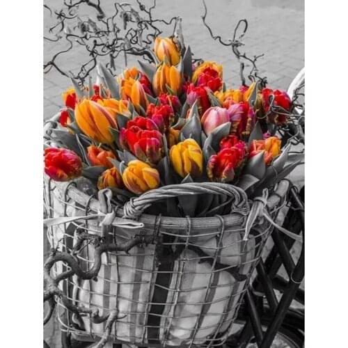 Diamond Paint Theme Tulip Full Diamond 5D Diamond Basket Colorful Flower Embroidery Wall Decoration Home Decoration XN1448