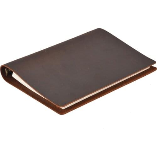 A5 Genuine Leather Cover Notebook 100 Sheets Loose Leaf Diary Travel Journal Sketchbook Planner Gift Office
