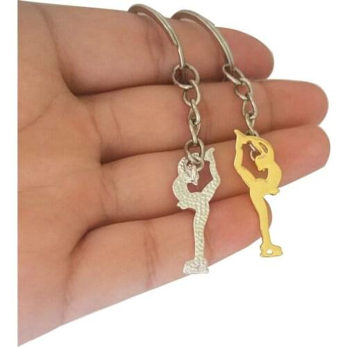 Wholesale trendy women speed Skating keychains women bag pendant charm car Key ring skater jewelry gift gold silver color