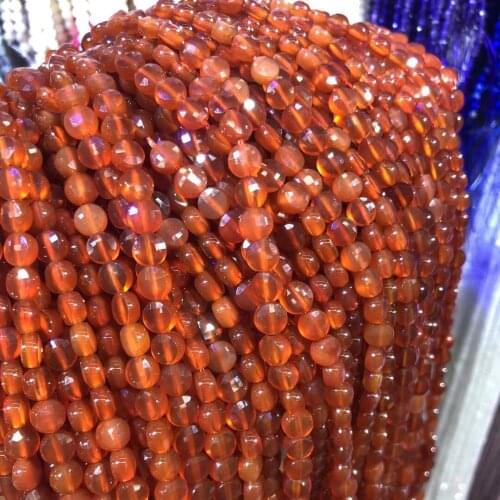 Natural Stone Red Agates Beaded Faceted Round shape Loose Spacer Beads For Jewelry Making DIY Necklace Bracelet Accessories