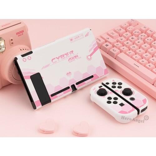 2021 For Nintend Switch Pink Mecha Warrior Case Protective Hard Shell for Nintendos Switch Console JoyCons Back Cover Detachable
