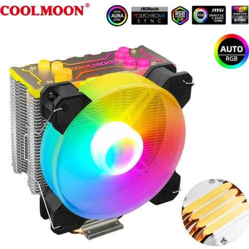 COOLMOON Frost X400 CPU Cooler 4 Pin PWM 4 Heat Pipe 5V ARGB Intel LGA 775 1200 1150 1151 1155 AMD AM3 AM4 120mm CPU Cooling Fan