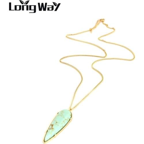 LongWay Long necklaces Gold Color Necklaces Pendants Simple Necklace Unique Vintage Jewelry for Women SNE160204