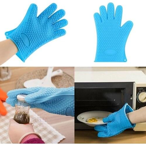 1PCS Long Thick Silicone Gloves Heat-resistant Non-slip Microwave Oven Mitts Kitchen baking accessories BBQ Cooking Oven Gloves