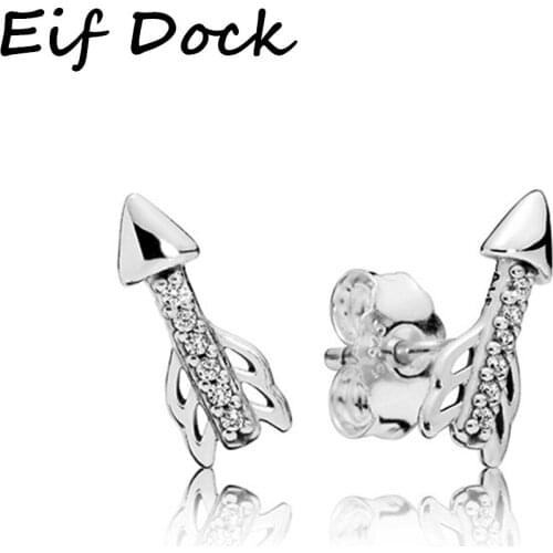 Eif Dock Silver Color Arrow Ear Helix Piercing Tragus Earring Stud Conch Earring CZ Zircon Stud Earrings