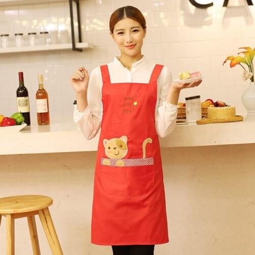 Sleeveless Bib Apron Cute For Woman Kitchen Baking Cooking Adult Work Wear Overall Aprons Print Logo
