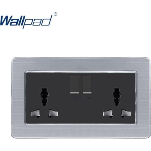 Hot Sale 2 Gang 6 Pin Universal Socket With 2 USB Charger Wallpad Luxury Wall Light Switches and Sockets AC110~250V