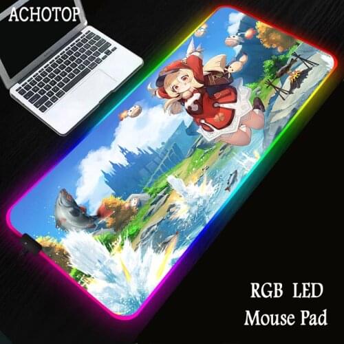 Genshin Impact Mousepad Gamer Girl Mats XXL Desktop Computer Mouse Pad Anime RGB for PC Mat Game Carpet Mouse LED Laptop Carpet