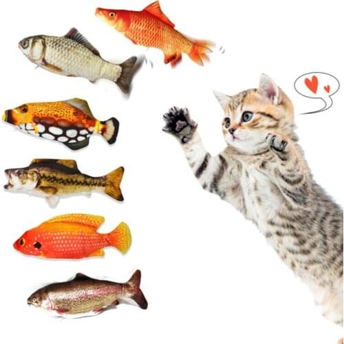 Pet Cat USB Electric Fish Toy Wagging Tail Simulation Bigeye Ocean Fish Toys with Catnip for Pet Playing Toy Supplies