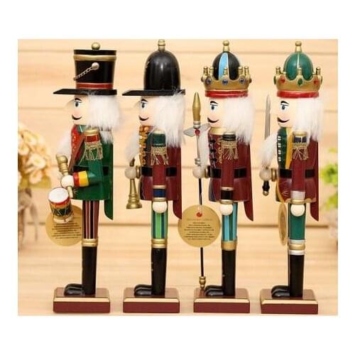 4PCS SETS promotion gold powder paint wood Nutcracker ornaments, restore the most primitive painting decorative ornaments