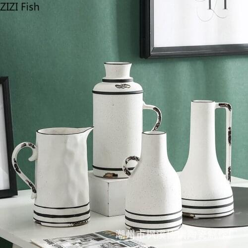 Creative White Kettle-shaped Ceramic Vase Flower Arrangement Dried Flower Decoration Modern Hydroponic Vase Wedding Decoration