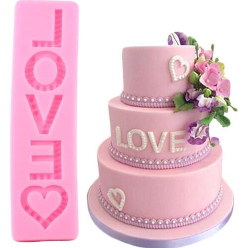 Love Letters Silicone Mold Cake Border Wedding Cupcake Topper Fondant Cake Decorating Tools Candy Clay Chocolate Gumpaste Mould