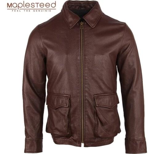 Men Leather Jacket Soft Thin 100% Cowhide Mens Skin Coat Flight Jackets Male Genuine Leather Clothing Spring Autumn M255