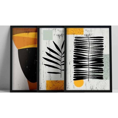 African Ethno motive Wall Art Set, Abstract Ethno Art, African American Woman Portrait, Black Orange Print, Contemporary collag
