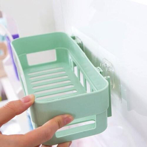 Wall Mounted Plastic Bathroom Storage Rack Makeup Organizer Shower Cosmetic Shelf Kitchen Holder