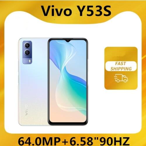 New Vivo Y53S 5G Android Phone Side Fingerprint Dual Sim Snapdragon 480 18Charger 64.0MP 6.58" 90HZ OTA 8GB RAM 256GB ROM GPS