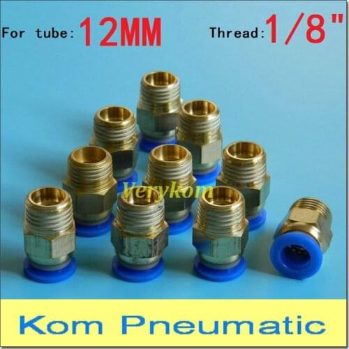 Pneumatic 12mm Tube Push In 1/8" Thread 1/8 Inch Male Straight One Touch Quick Air Fitting Hose Pipe Connect Joint PC12-01
