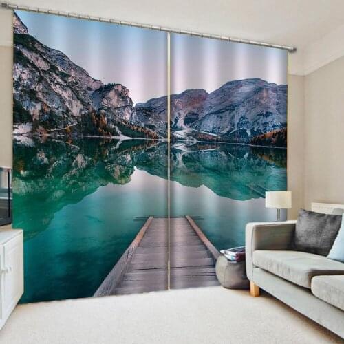 Luxury Blackout 3D Window Curtains For Living Room Bedroom green nature scenery curtains wood birdge curtain