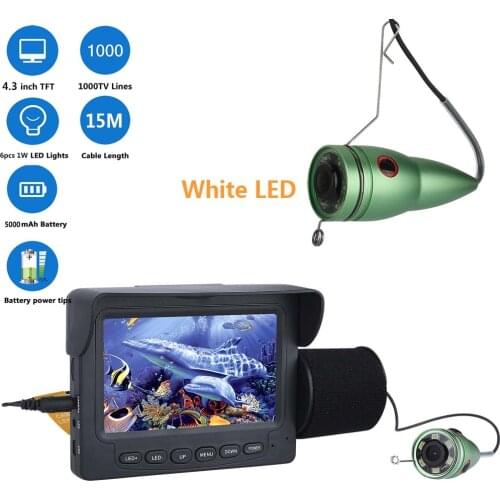 Video Fish Finder 4.3 Inch LCD Monitor 1000TVL Underwater Fishing Camera Kit White Lights For Winter Ice Lake Sea Fishing
