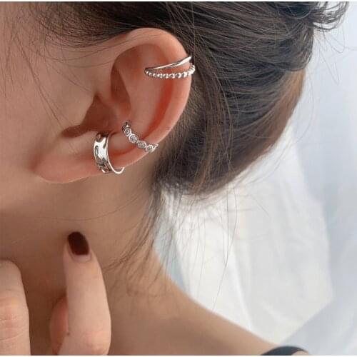 A Girl' New 1pcs Korean New Ear Cuff Non-Piercing Crystal Zircon Ear Clips Fake Cartilage Earrings For Women Fashion Jewelry