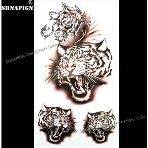 SHNAPIGN Rage Tiger Growl Temporary Tattoo Body Art Arm Flash Tattoo Stickers 17*10cm Waterproof Fake Henna Painless Sticker